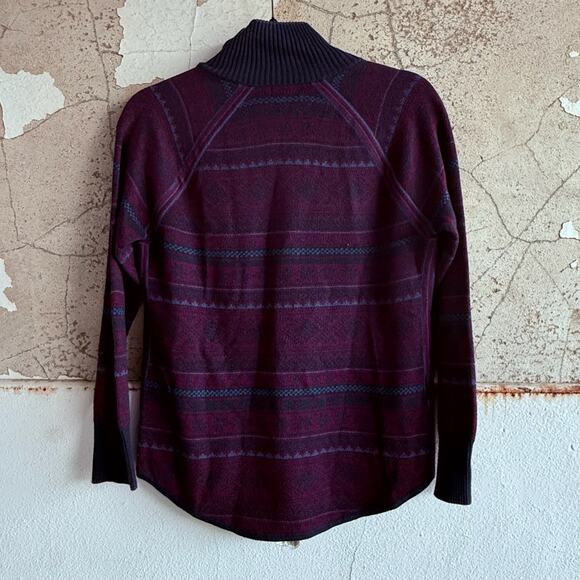 Eddie Bauer Nordic Zip Sweater Small Grandpacore Purple Blue Half Zip Warm - Picture 6 of 7